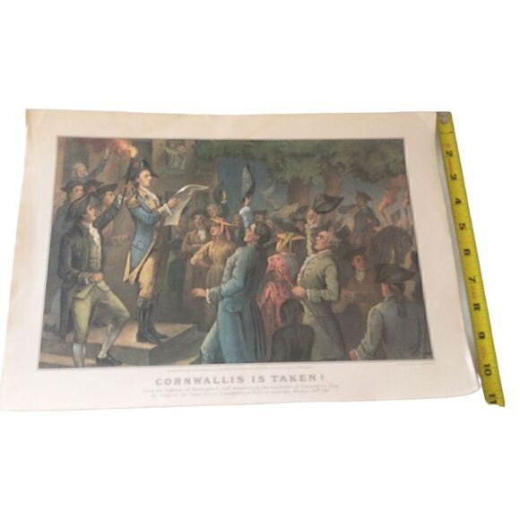 Cornwallis Is Taken Military Lithograph Print Calendar Ephemera Vtg Currier Ives - Picture 3 of 16